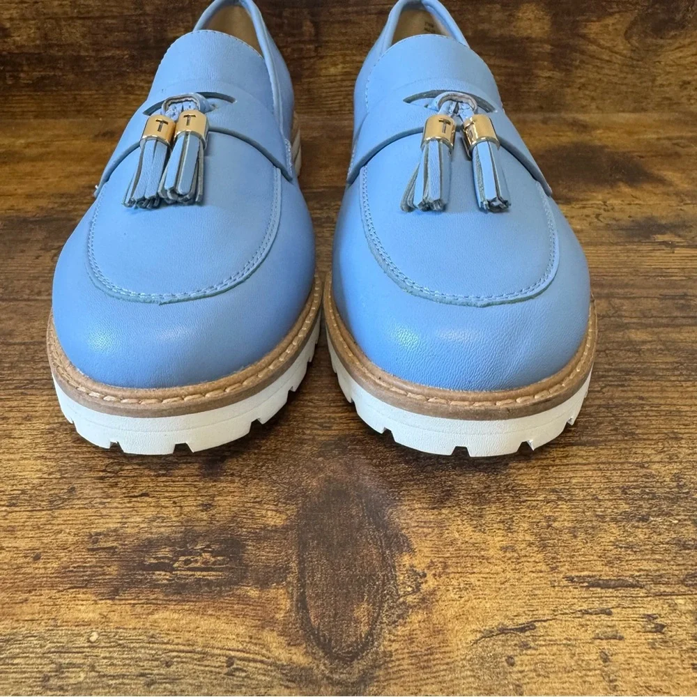 Talbots Tranquil Blue Laura Tassel Soft Napa Leather Loafers Women’s‎ Size 7.5